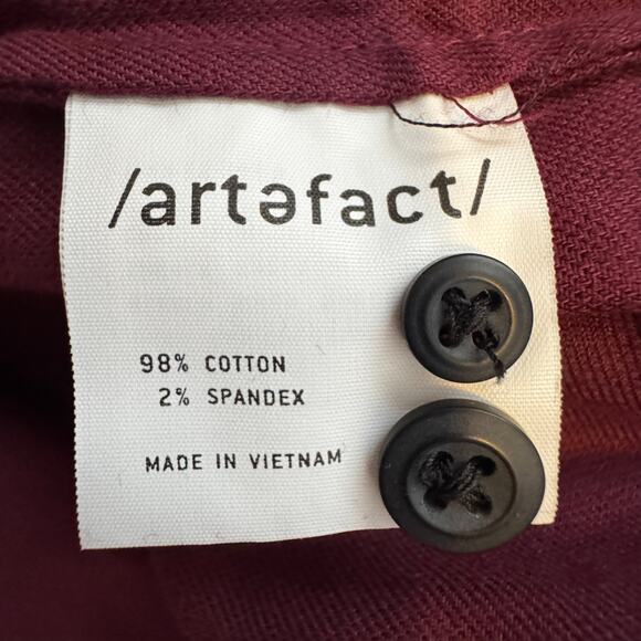 Artefact Burgundy Long Sleeve Button Up Shirt Men Slim Fit NWOT Size Large - Picture 8 of 10